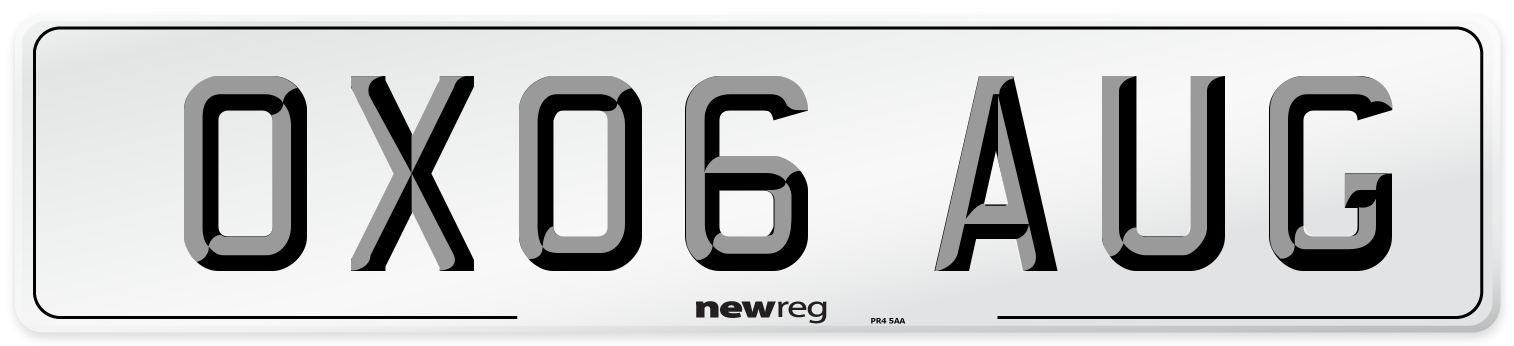 OX06 AUG Number Plate from New Reg